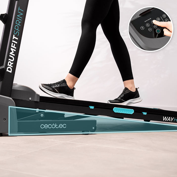 Bandă de alergare Cecotec DrumFit WayHome 1700 Sprint, 1100 W, 17 km/h, 12 programe
