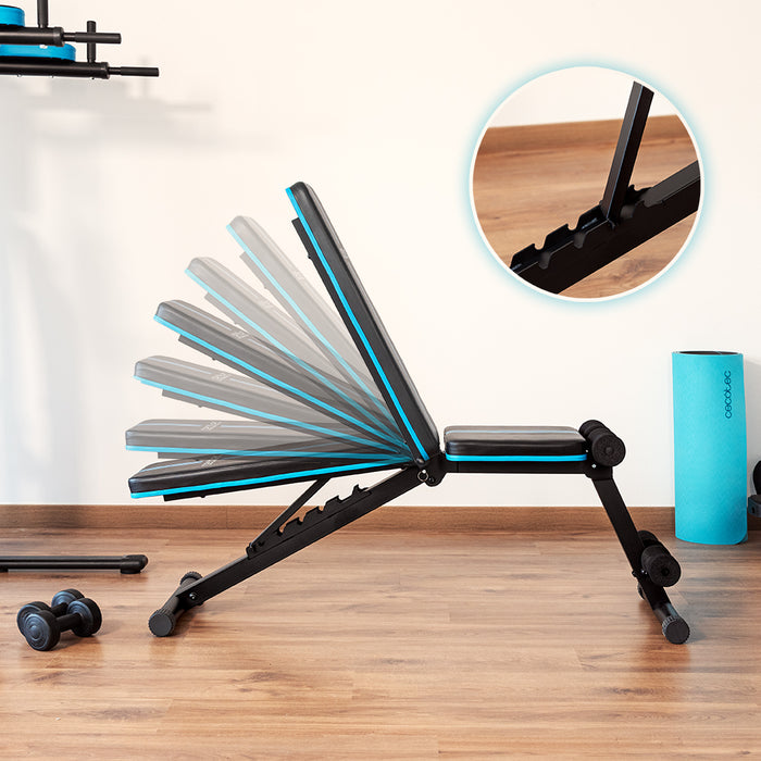 Bancă de fitness reglabilă Cecotec Drumfit SetUp 7000, 7 niveluri, pliabilă, 43 × 113 × 136 cm
