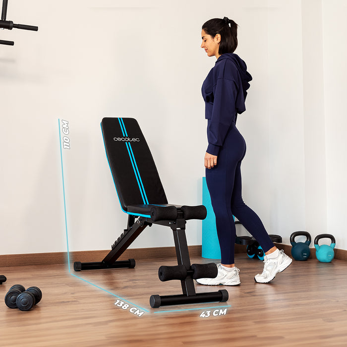 Bancă de fitness reglabilă Cecotec Drumfit SetUp 7000, 7 niveluri, pliabilă, 43 × 113 × 136 cm