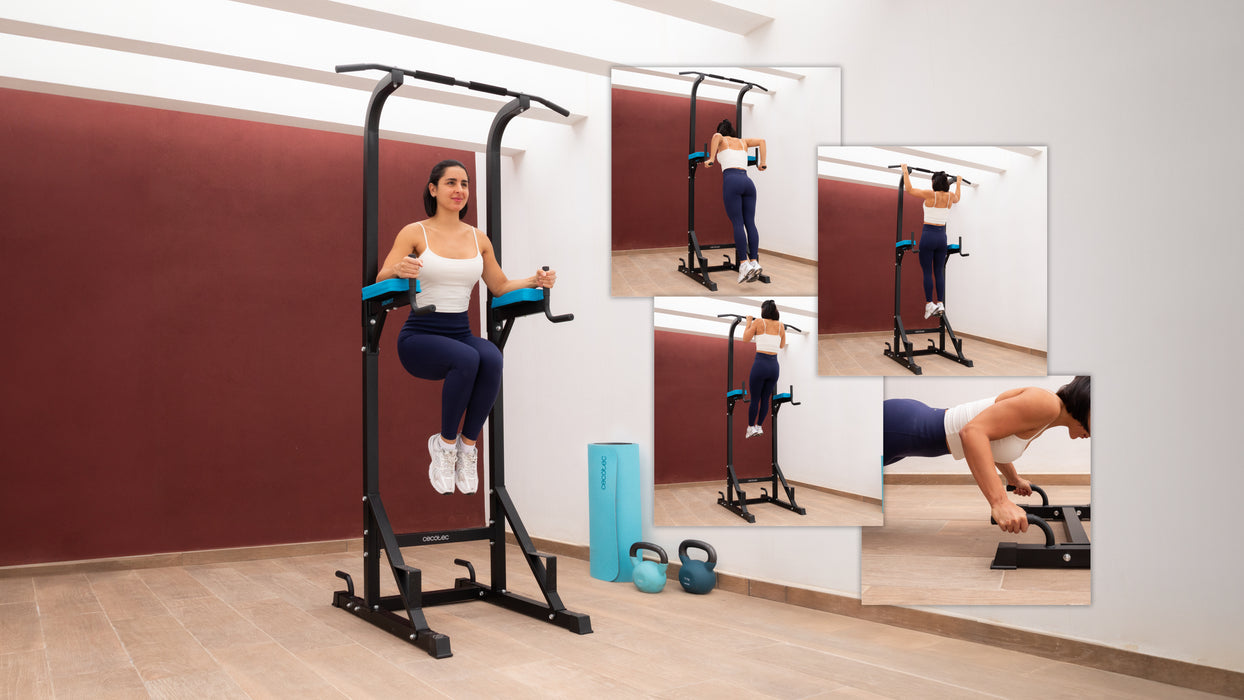 Stație multifuncțională de antrenament Cecotec Drumfit PullUps 4000, 5 exerciții, 150 kg, 109 × 104 × 223 cm