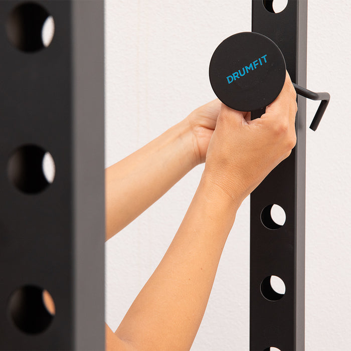 Rack de antrenament Cecotec Drumfit PowerRack 1000, 18 niveluri de reglare, 120 × 117 × 209 cm, negru