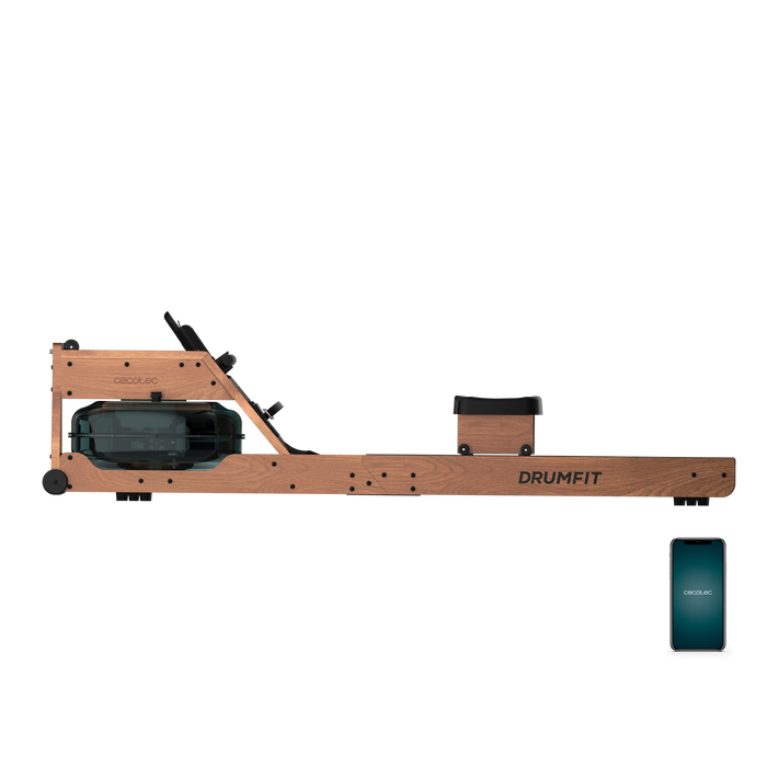 Aparat de vâslit cu rezistență la apă Cecotec Drumfit Rower 20000 Neptuno Wood, rezervor 13 l, 135 kg, finisaj lemn
