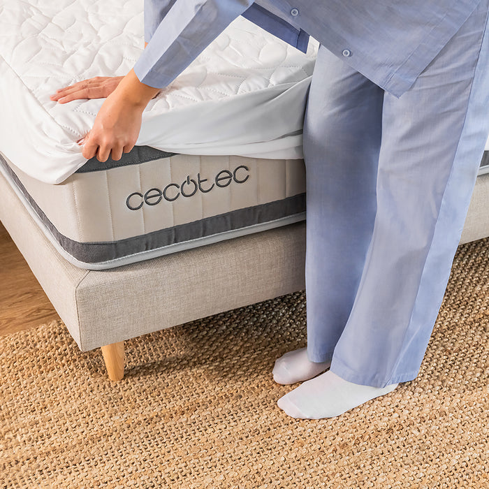 Protector de saltea Cecotec Flow ProtectMattress 1000 CloudSense, 160 × 200 cm, matlasat 130 g/m², impermeabil, alb