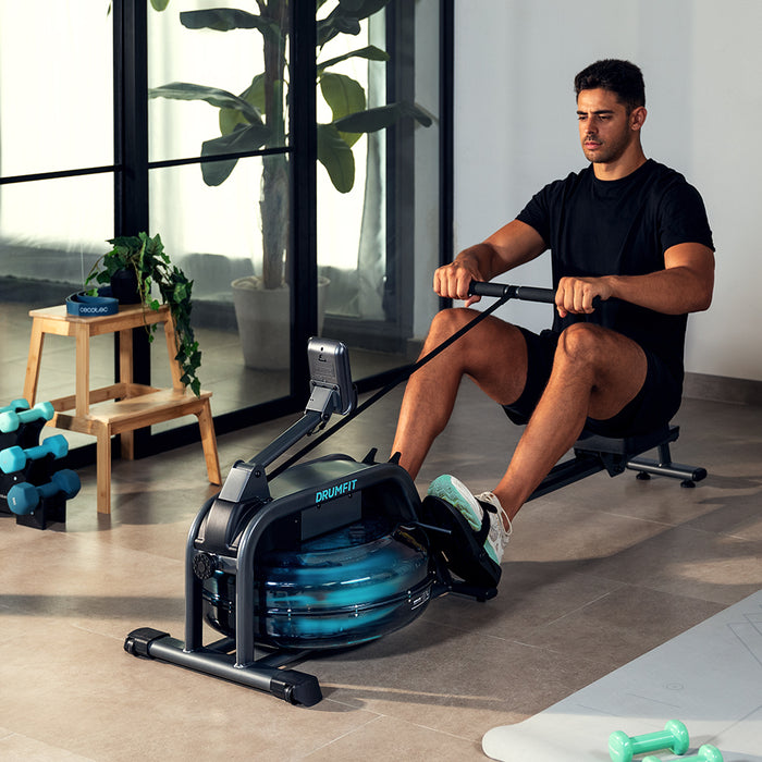 Aparat de vâslit cu apă Cecotec Drumfit Rower 10000 Neptuno, rezervor 13 l, 135 kg, 50 × 182 × 76 cm