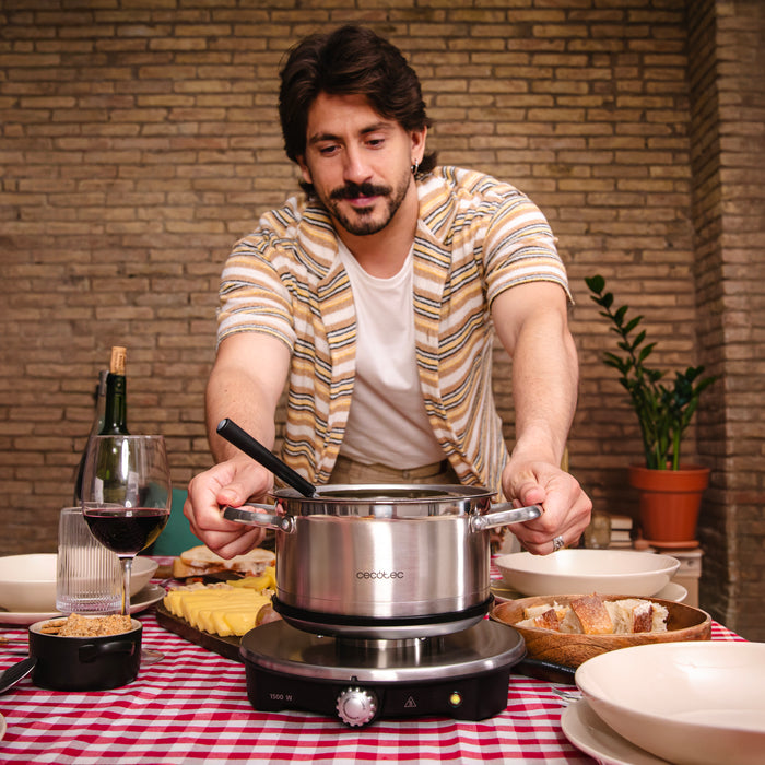 Fondue electrică Cecotec Fun GourmetFondue Advance, 1,7 l, 1500 W, 8 furculițe, inox