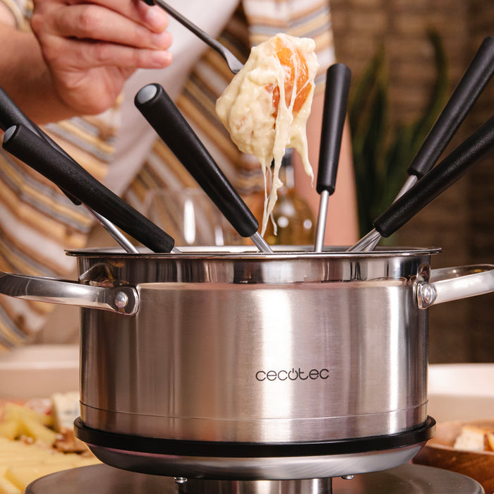 Fondue electrică Cecotec Fun GourmetFondue Advance, 1,7 l, 1500 W, 8 furculițe, inox