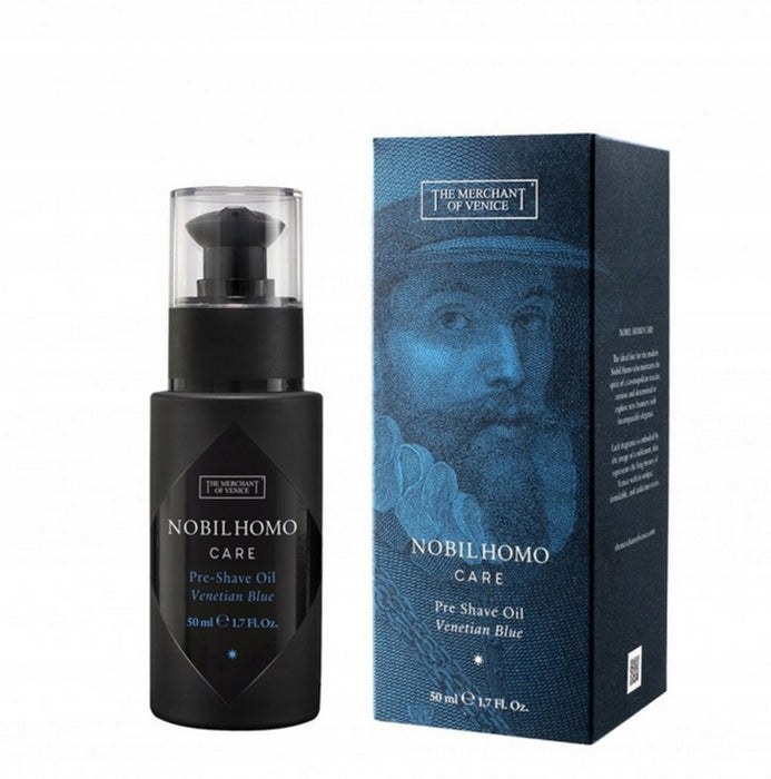 Ulei pre-ras The Merchant Of Venice NobilHomo Care Venetian Blue, cu ulei de măsline, hidratant și emolient, pentru bărbați, 50 ml