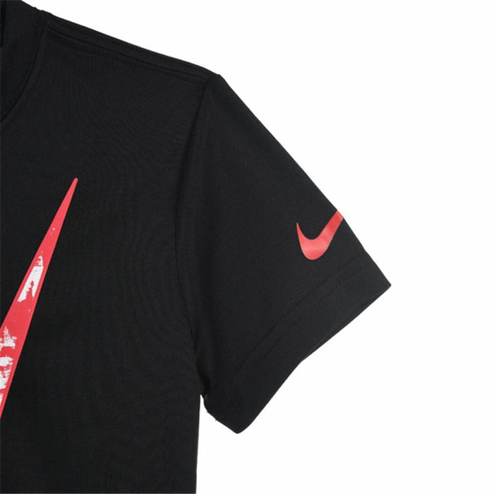 Tricou cu Mânecă Scurtă pentru Copii Nike Texture Swoosh Negru