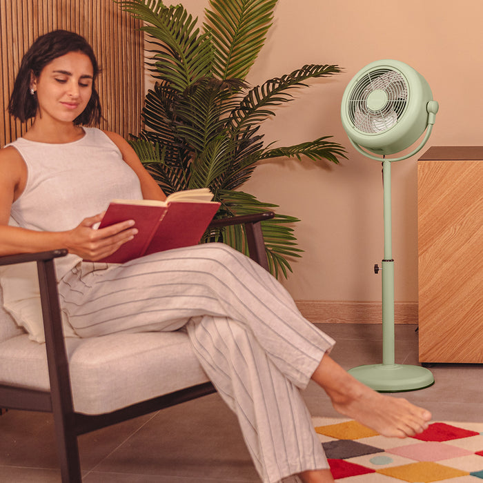Ventilator cu picior Cecotec EnergySilence 250 ClassicStyle Green, 25 W, 26 cm, 2 viteze, verde