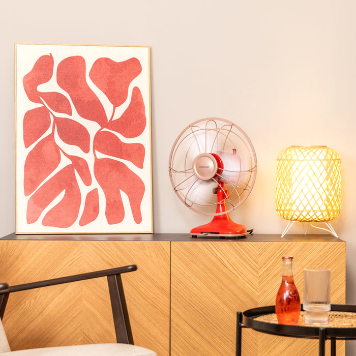 Ventilator de birou retro Cecotec EnergySilence 1090 RetroDesk Design, 40 W, 3 trepte, roșu
