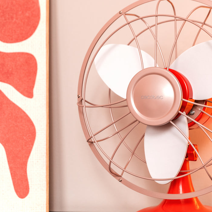 Ventilator de birou retro Cecotec EnergySilence 1090 RetroDesk Design, 40 W, 3 trepte, roșu