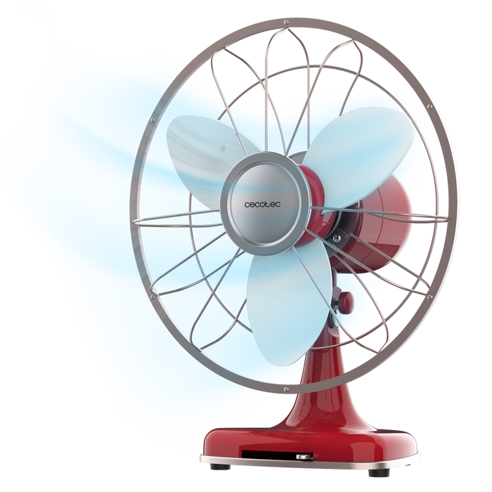 Ventilator de birou retro Cecotec EnergySilence 1090 RetroDesk Design, 40 W, 3 trepte, roșu