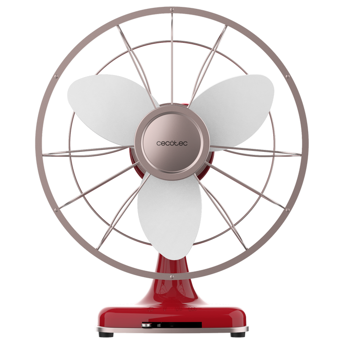 Ventilator de birou retro Cecotec EnergySilence 1090 RetroDesk Design, 40 W, 3 trepte, roșu