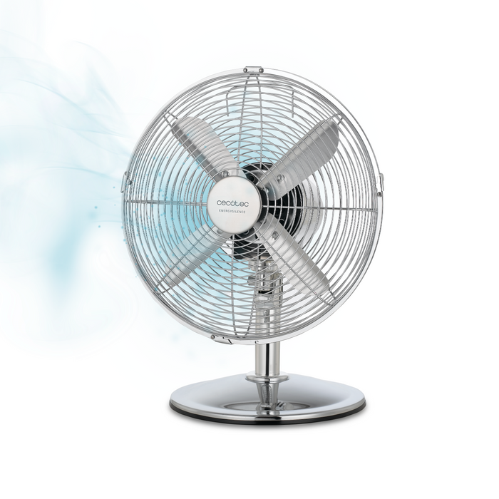 Ventilator de birou Cecotec EnergySilence 620 RetroDesk, 40 W, 3 trepte, diametru 30 cm, finisaj cromat