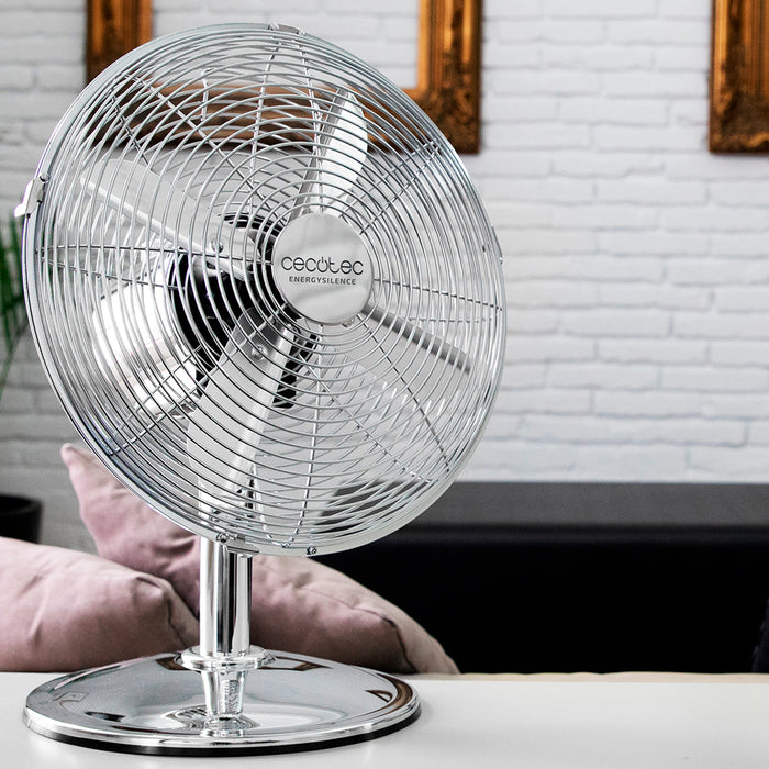 Ventilator de birou Cecotec EnergySilence 620 RetroDesk, 40 W, 3 trepte, diametru 30 cm, finisaj cromat