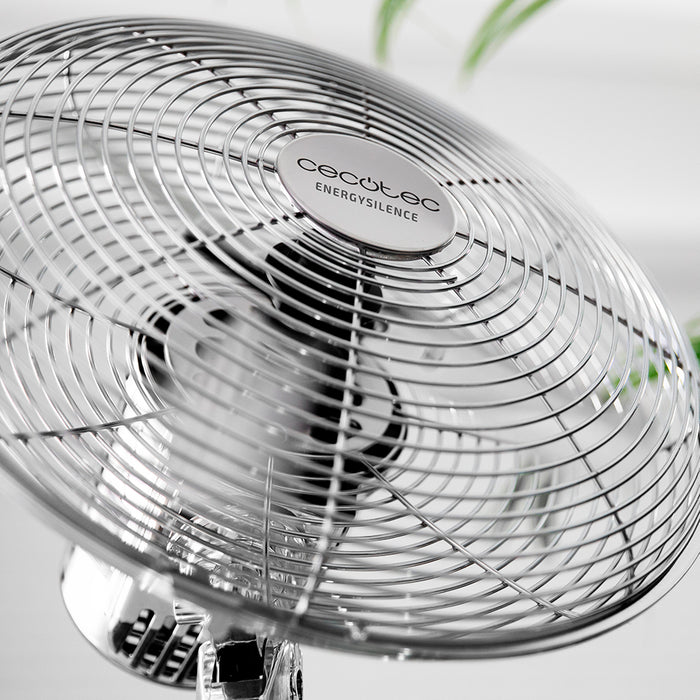 Ventilator de birou Cecotec EnergySilence 620 RetroDesk, 40 W, 3 trepte, diametru 30 cm, finisaj cromat