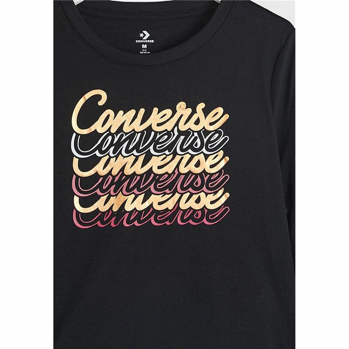 Hanorac fără glugă pentru fete Converse Shine Graphic Boxy Negru