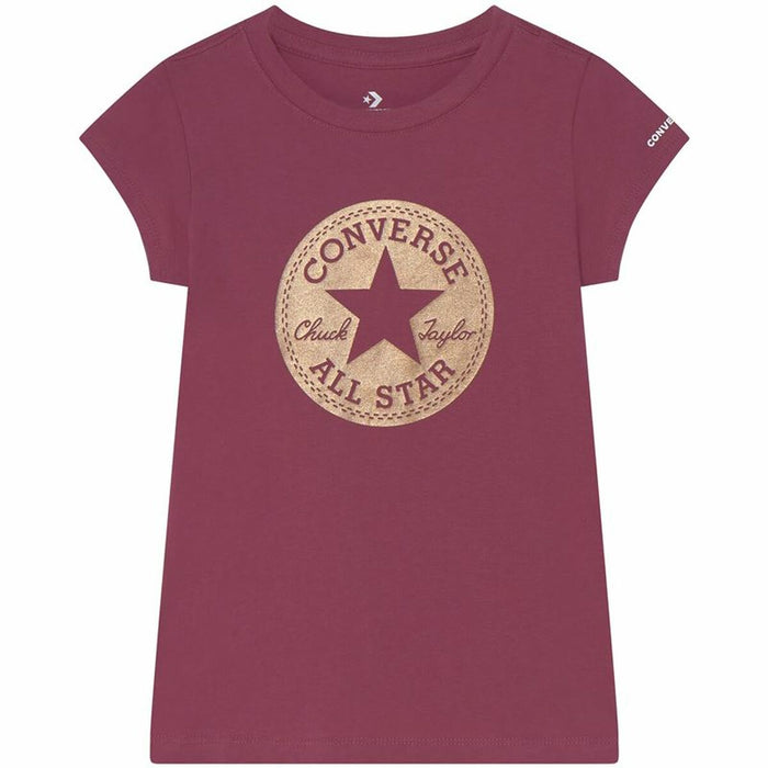 Tricou cu Mânecă Scurtă pentru Copii Converse Shiny Graphic Roșu Închis