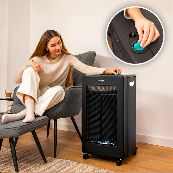 Soba pe gaz cu flacără albastră, pliabilă Cecotec ReadyWarm 4200 BlueFlame Foldable, 4200 W, 2 trepte, clasa A