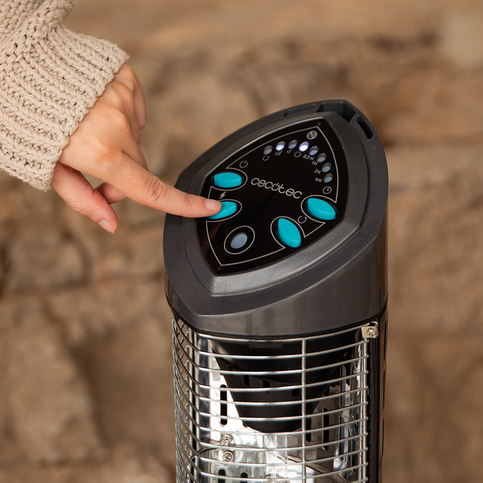 Radiator de exterior tip turn Cecotec ReadyWarm 1000 Power Tower, 1000 W, 2 trepte, 32 × 32 × 85 cm