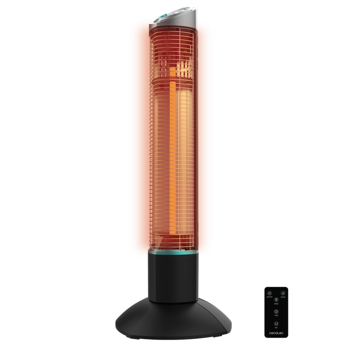 Radiator de exterior tip turn Cecotec ReadyWarm 1000 Power Tower, 1000 W, 2 trepte, 32 × 32 × 85 cm