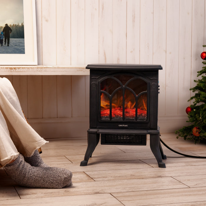 Șemineu electric Cecotec ReadyWarm 1500 Flames, 1500 W, 2 trepte, 22,5 × 46 × 37,5 cm, negru