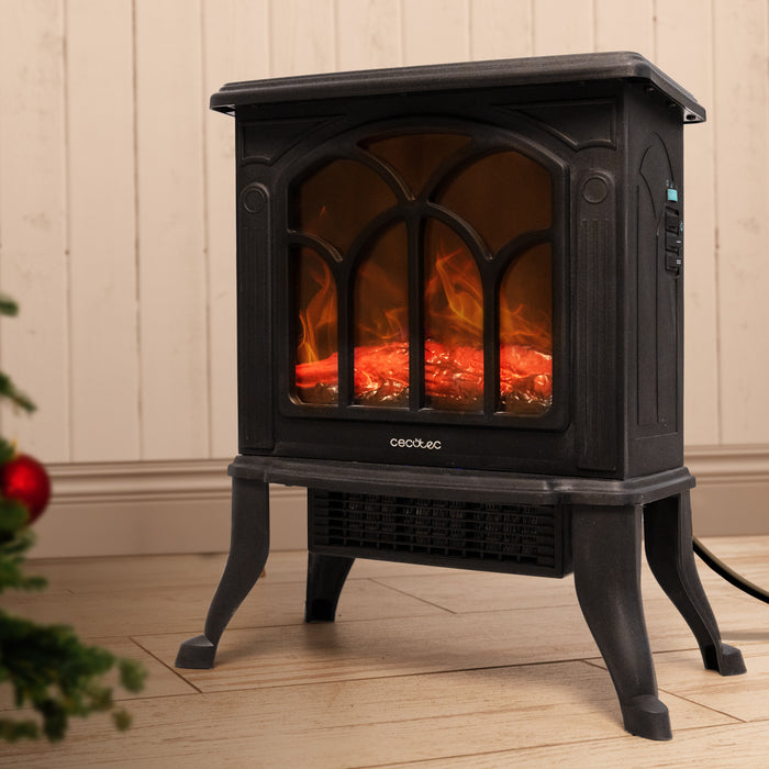 Șemineu electric Cecotec ReadyWarm 1500 Flames, 1500 W, 2 trepte, 22,5 × 46 × 37,5 cm, negru