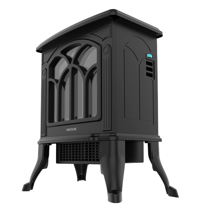 Șemineu electric Cecotec ReadyWarm 1500 Flames, 1500 W, 2 trepte, 22,5 × 46 × 37,5 cm, negru