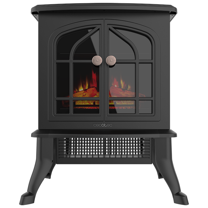 Șemineu electric Cecotec ReadyWarm 2000 Flames, 2000 W, 2 trepte de putere, 39 × 24,5 × 48 cm, negru