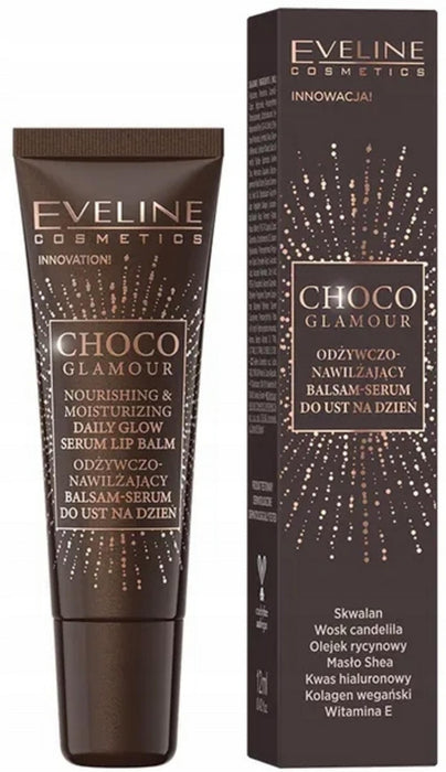 Balsam-serum de buze Eveline Cosmetics Choco Glamour, hidratant, 12 ml