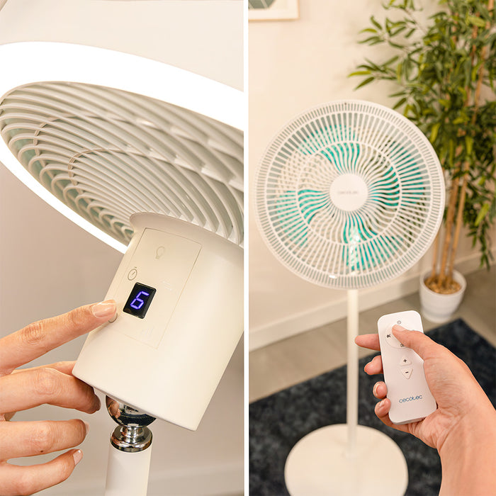 Ventilator cu picior și lampă LED Cecotec EnergySIlence FanLamp, 36 W, 9 trepte, 164 cm, alb