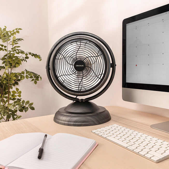 Ventilator de birou Cecotec EnergySilence 1000 RetroDesk Wood, 20 W, 3 viteze, 32 × 22 × 40 cm, gri