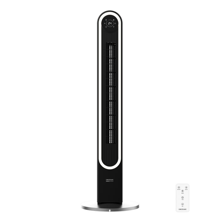 Ventilator tip turn Cecotec EnergySilence 9090 Skyline Smart Light, 60 W, 107 cm, 6 trepte, negru