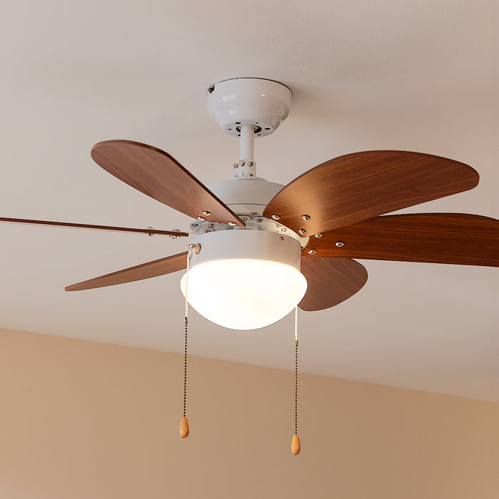 Ventilator de tavan Cecotec EnergySilence Aero 365 White&Wood, 50 W, diametru 92 cm, 3 trepte