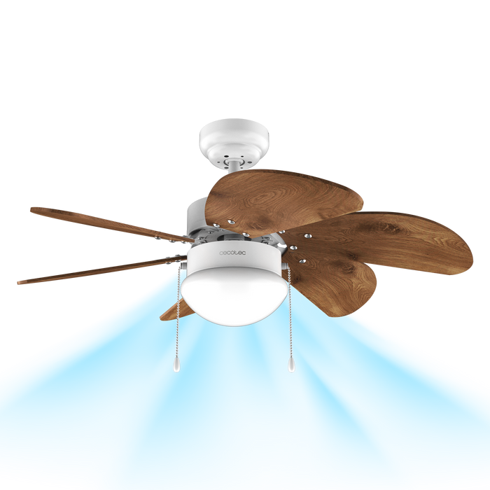 Ventilator de tavan Cecotec EnergySilence Aero 365 White&Wood, 50 W, diametru 92 cm, 3 trepte