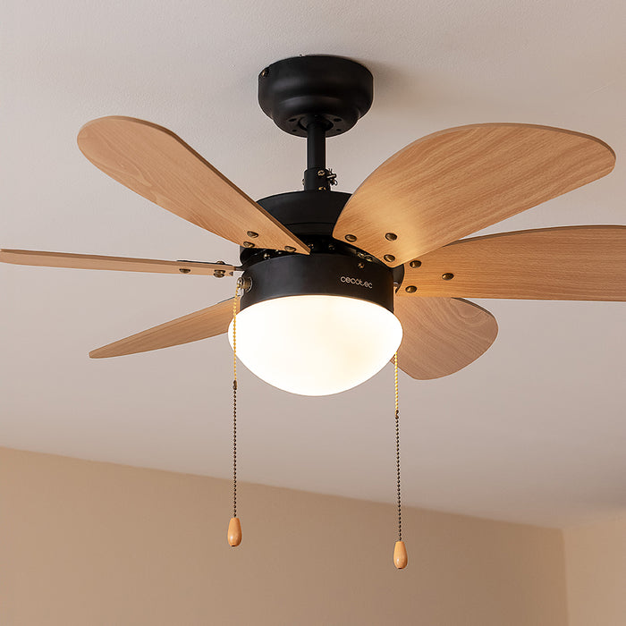 Ventilator de tavan cu lampă Cecotec EnergySilence Aero 360 Black&Wood, 50 W, 3 trepte, diametru 92 cm