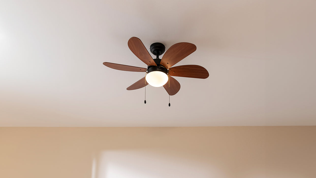 Ventilator de tavan cu lumină Cecotec EnergySilence Aero 365 Black&Wood, 50 W, diametru 92 cm, 3 trepte