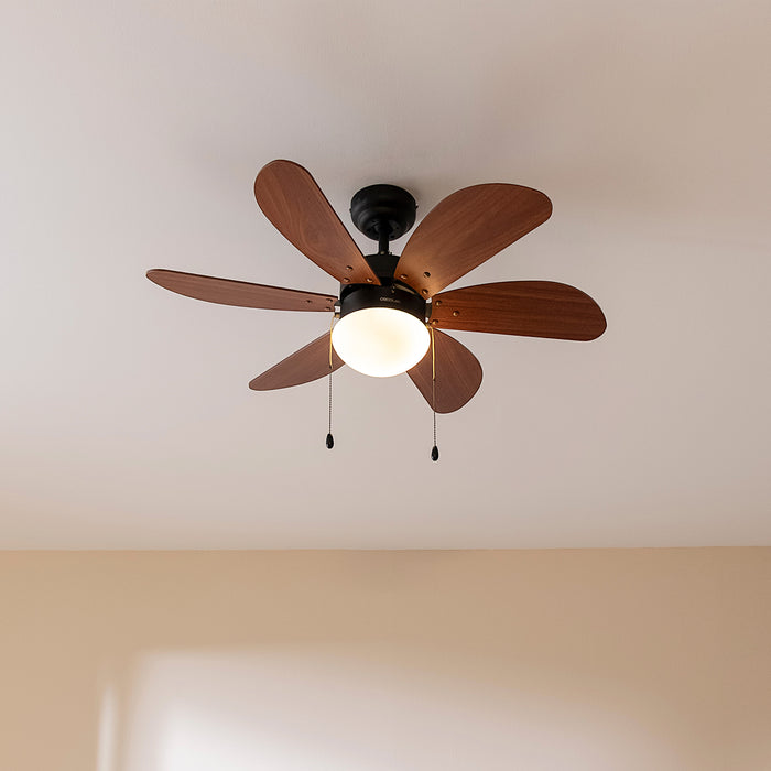 Ventilator de tavan cu lumină Cecotec EnergySilence Aero 365 Black&Wood, 50 W, diametru 92 cm, 3 trepte