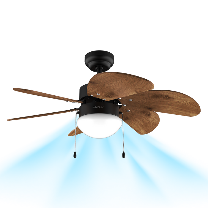 Ventilator de tavan cu lumină Cecotec EnergySilence Aero 365 Black&Wood, 50 W, diametru 92 cm, 3 trepte