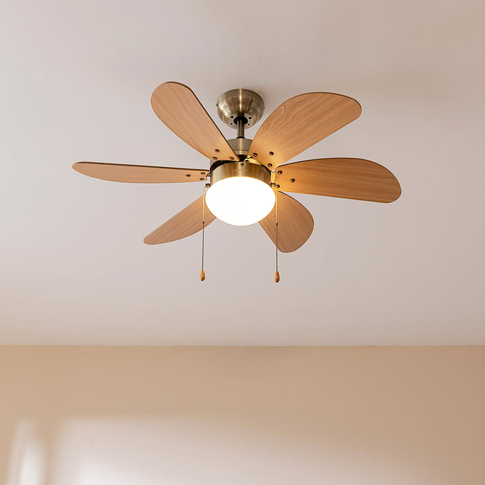 Ventilator de tavan cu lampă Cecotec EnergySilence Aero 360 Gold&Wood, 50 W, diametru 92 cm, 3 trepte