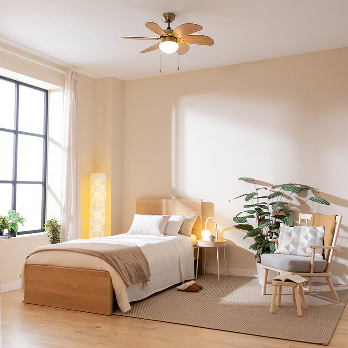 Ventilator de tavan cu lampă Cecotec EnergySilence Aero 360 Gold&Wood, 50 W, diametru 92 cm, 3 trepte
