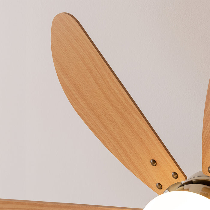 Ventilator de tavan cu lampă Cecotec EnergySilence Aero 360 Gold&Wood, 50 W, diametru 92 cm, 3 trepte