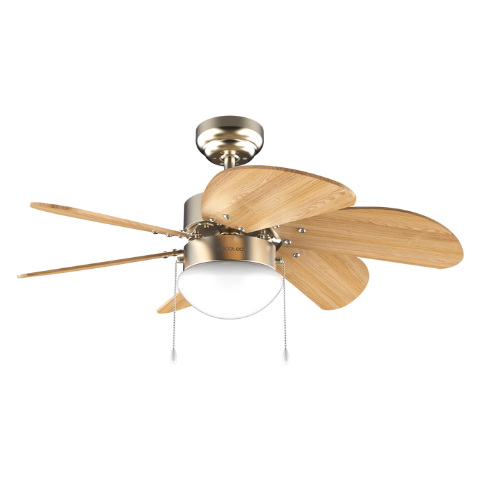 Ventilator de tavan cu lampă Cecotec EnergySilence Aero 360 Gold&Wood, 50 W, diametru 92 cm, 3 trepte