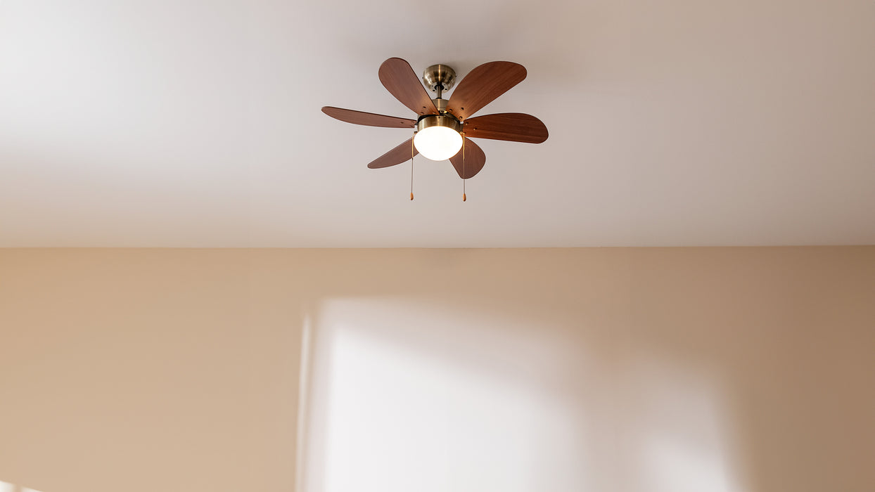 Ventilator de tavan cu lampă Cecotec EnergySilence Aero 365 Gold&Wood, 50 W, diametru 92 cm, 3 trepte, 6 pale