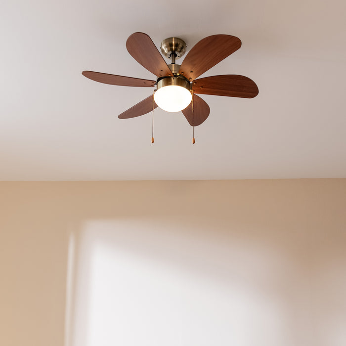 Ventilator de tavan cu lampă Cecotec EnergySilence Aero 365 Gold&Wood, 50 W, diametru 92 cm, 3 trepte, 6 pale