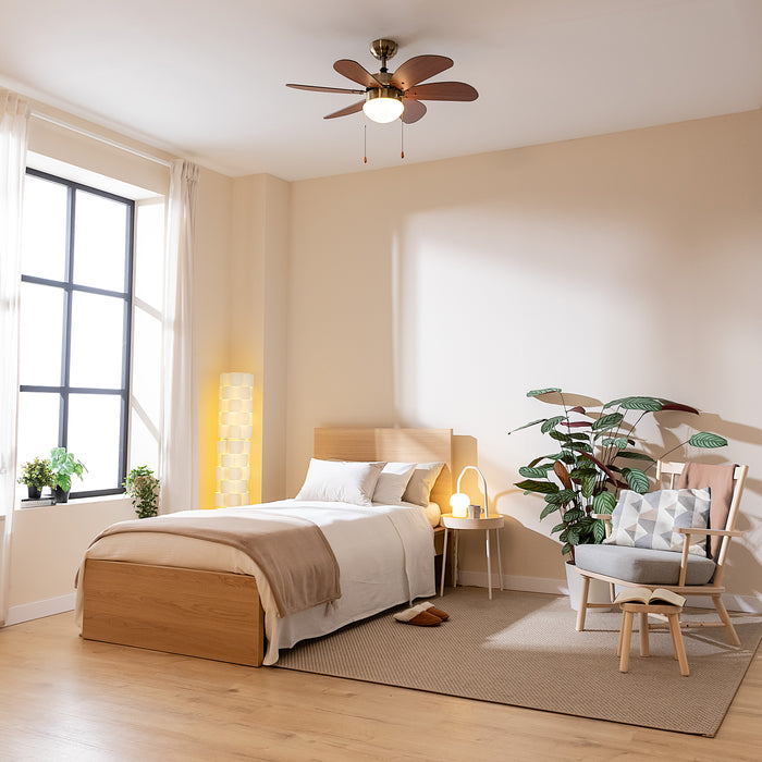 Ventilator de tavan cu lampă Cecotec EnergySilence Aero 365 Gold&Wood, 50 W, diametru 92 cm, 3 trepte, 6 pale