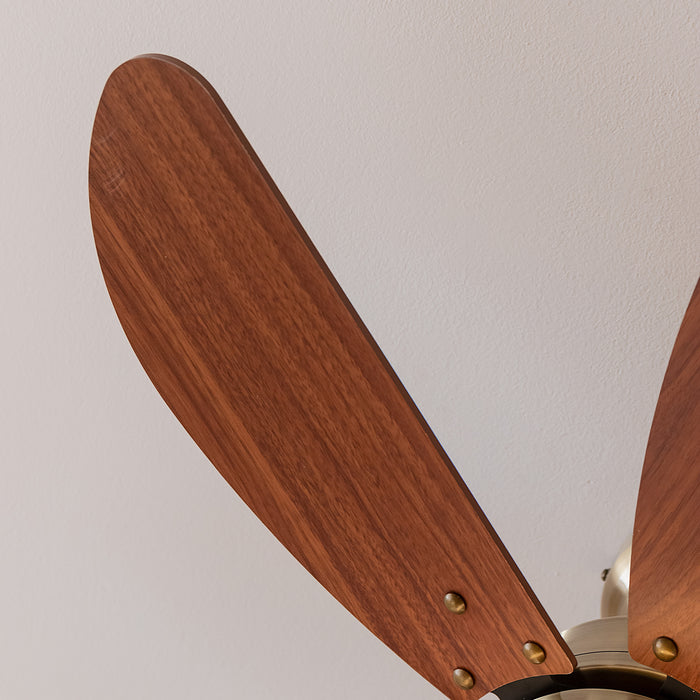 Ventilator de tavan cu lampă Cecotec EnergySilence Aero 365 Gold&Wood, 50 W, diametru 92 cm, 3 trepte, 6 pale