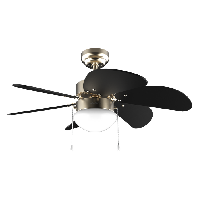 Ventilator de tavan cu lampă Cecotec EnergySilence Aero 365 Gold&Wood, 50 W, diametru 92 cm, 3 trepte, 6 pale