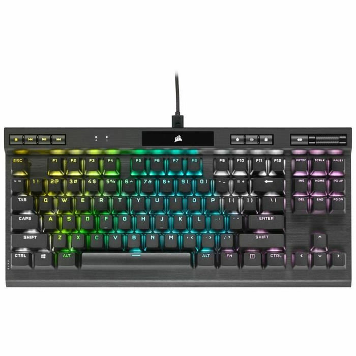 Tastatură Bluetooth cu Suport pentru Tabletă Corsair K70 RGB TKL Negru Franceză AZERTY