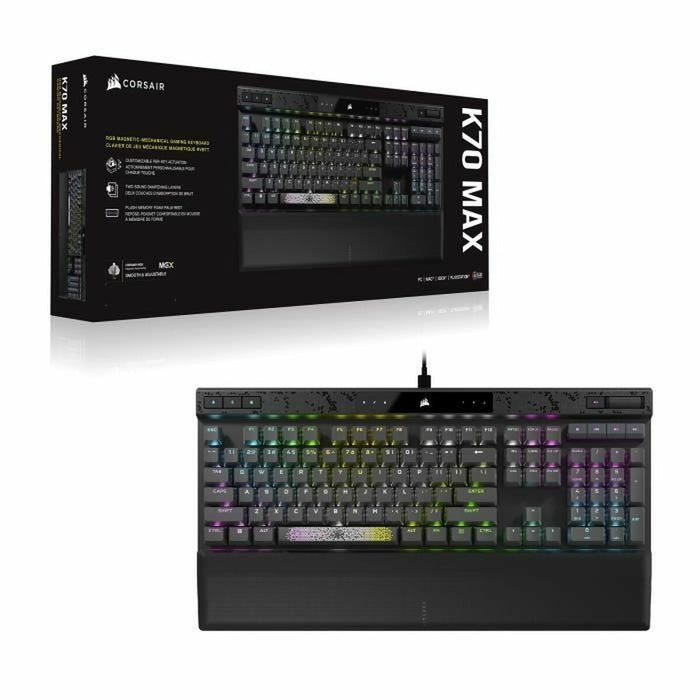Tastatură Bluetooth Corsair K70 MAX RGB Negru Gri Franceză AZERTY